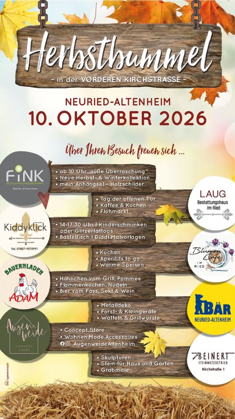Volantino della passeggiata autunnale con i negozi partecipanti della Vordere Kirchstraße